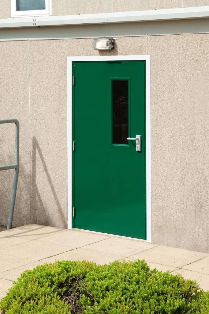 Steel door fitted with a vision panel