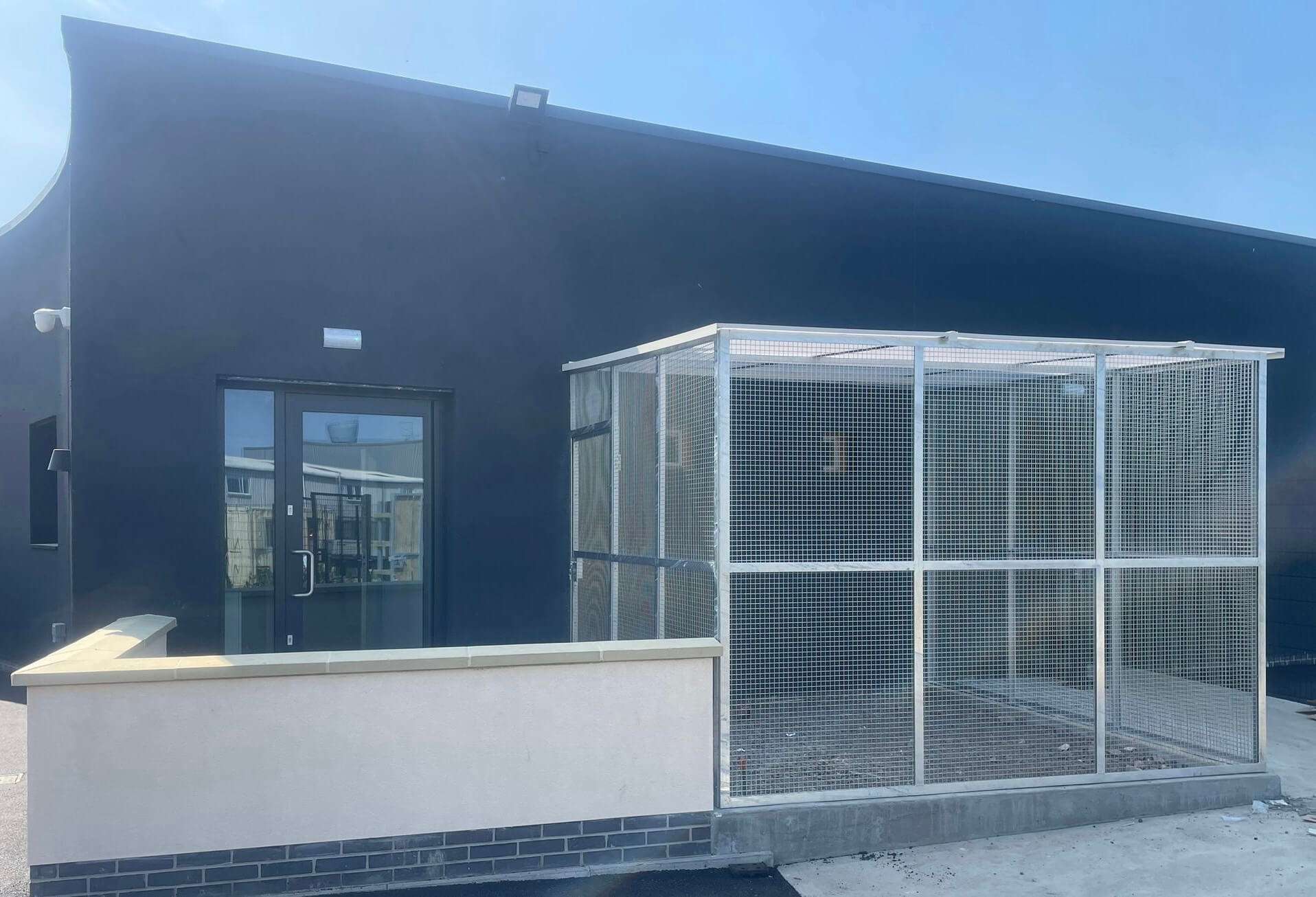 Bespoke steel-framed and mesh animal enclosure