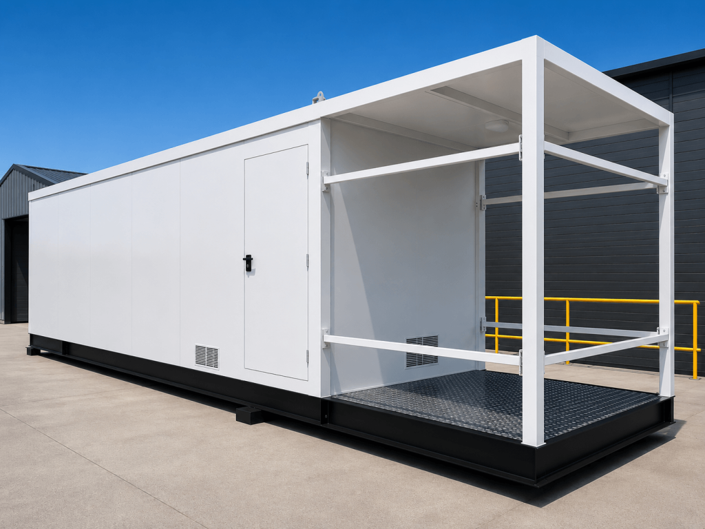 Exterior of a bespoke steel analyser house