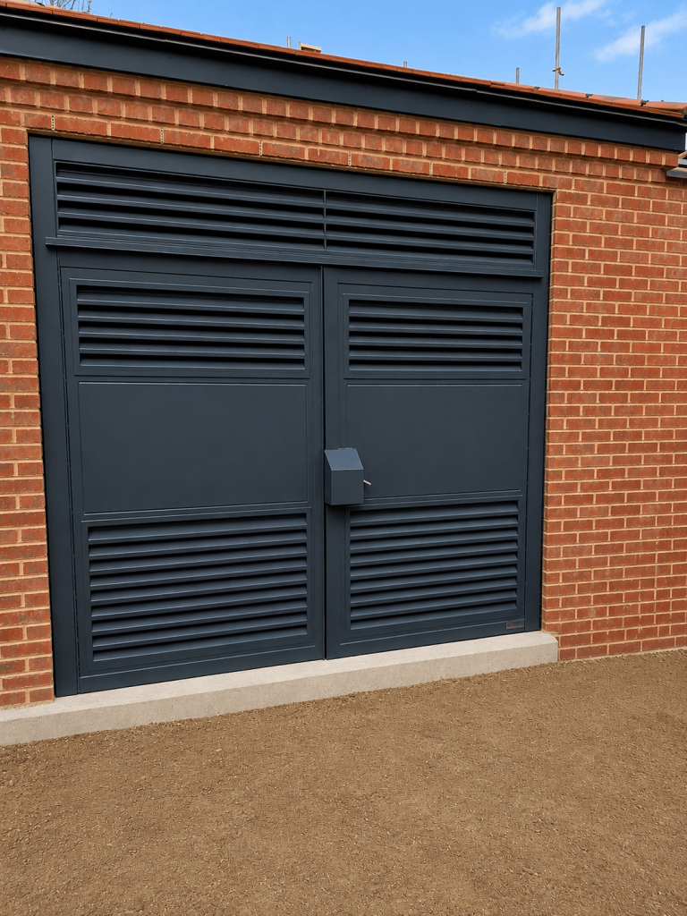 AIG top and bottom louvred double steel door
