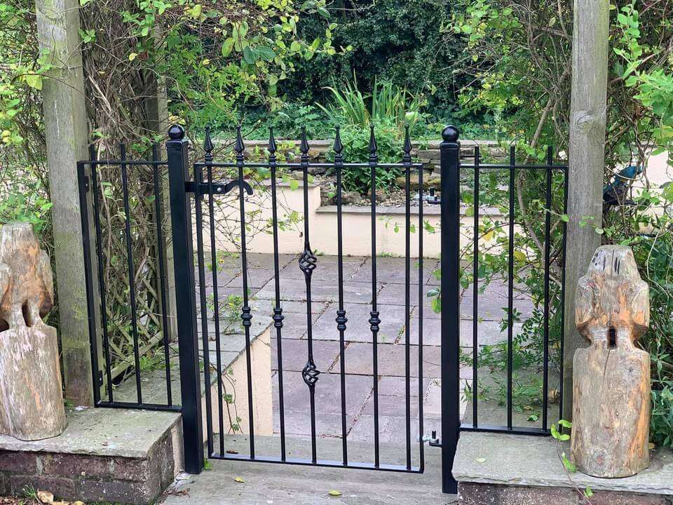 Steel railings and gate around a property